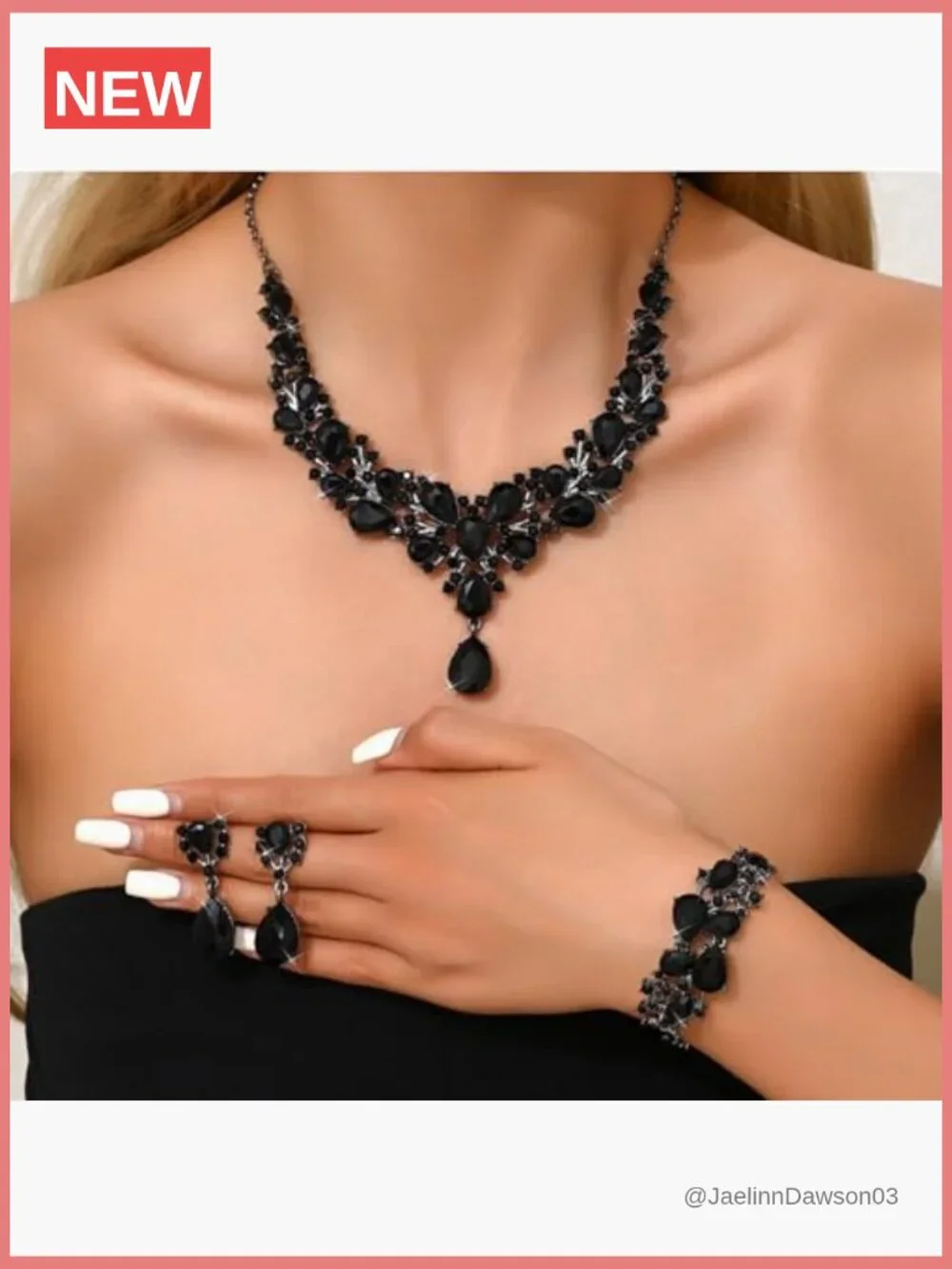 Crystal Bridal Jewelry Set with Floral Statement Necklace and Earrings